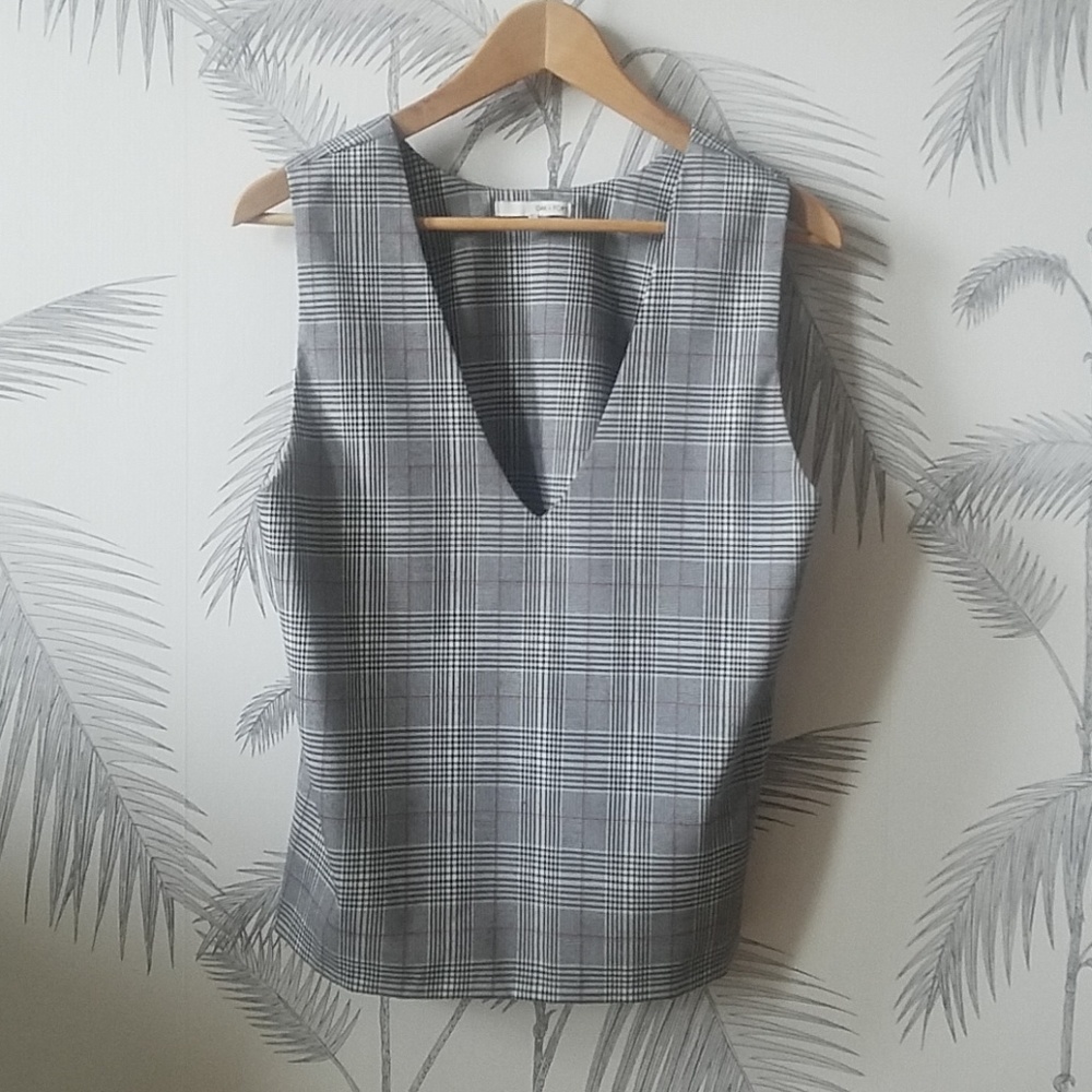 Oak + Fort Plaid Deep V-Neck Tank